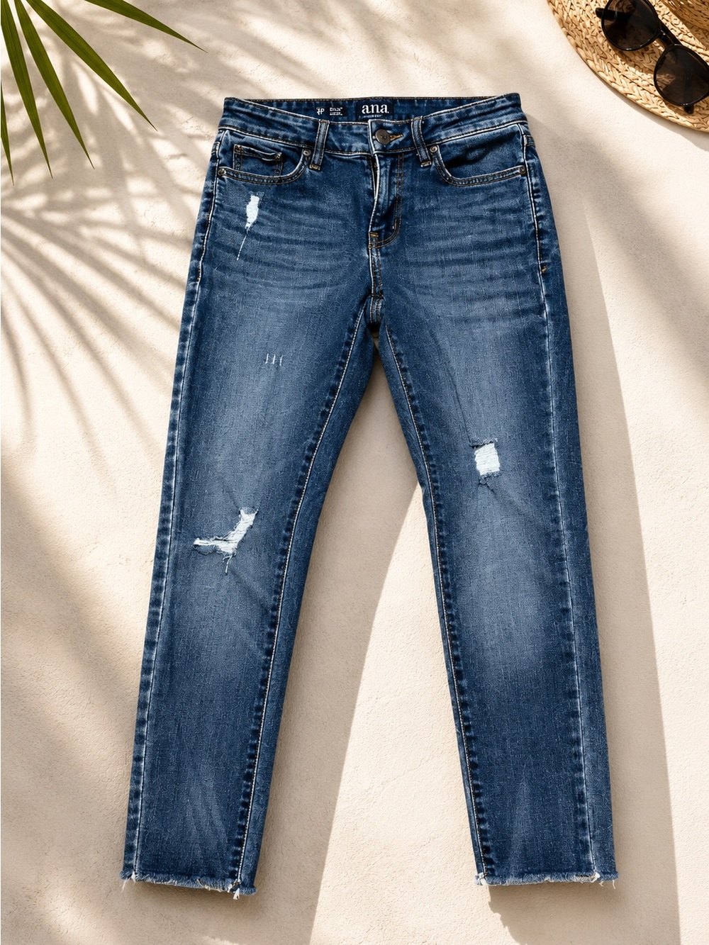 a.n.a Blue Distressed Skinny Jeans